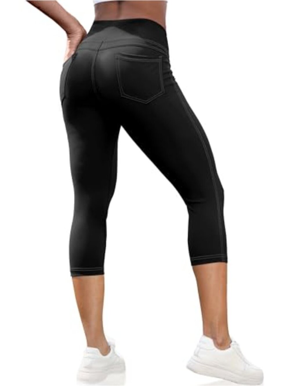High Waisted Capri Leggings Women Yoga Pants Pockets Tummy Control